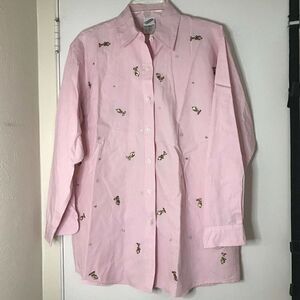 Warner Brothers looney tunes pink tweety bird hearts button down Men Small